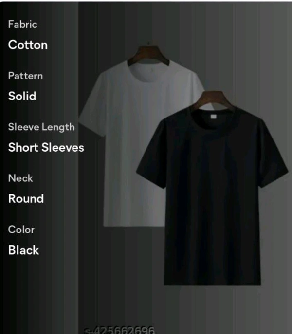 5D Disiner Polyster MEN'S T-shirts Pack Of 2pc  - Black, S 36(Chest Size)