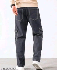 CARGO DENIM JEANS FOR MEN'S  - Black, 34
