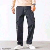 CARGO DENIM JEANS FOR MEN'S  - Black, 34