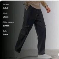 CARGO DENIM JEANS FOR MEN'S  - Black, 34