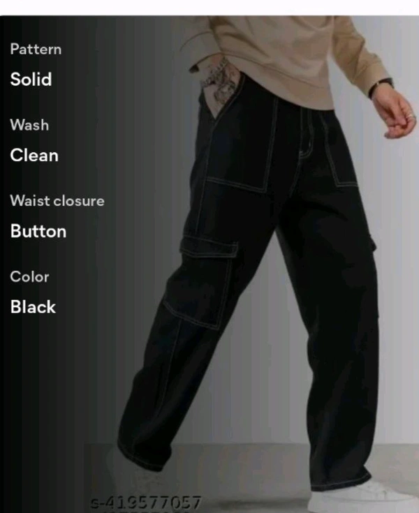 Men's CARGO Jeans  - Black, 32