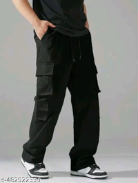 Men's Cargo Jeans Paints  - Black, 32
