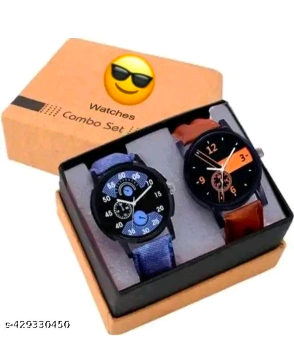 Classy Men's Watches 2pc Brown&Blue. - Free Size