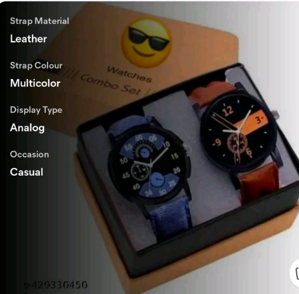 Classy Men's Watches 2pc Brown&Blue. - Free Size