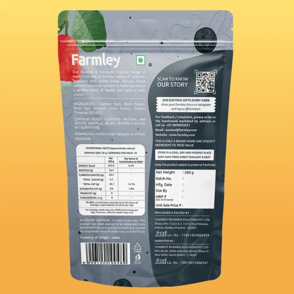 Farmley Black Pepper Cashews - 150g, NA, NA