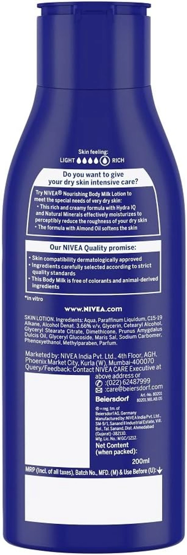 NIVEA BODY MILK - 200ML, NA, NA