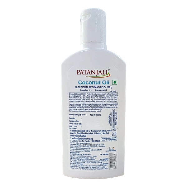 PATANJALI COCONUT OIL - 100ML, NA, NA