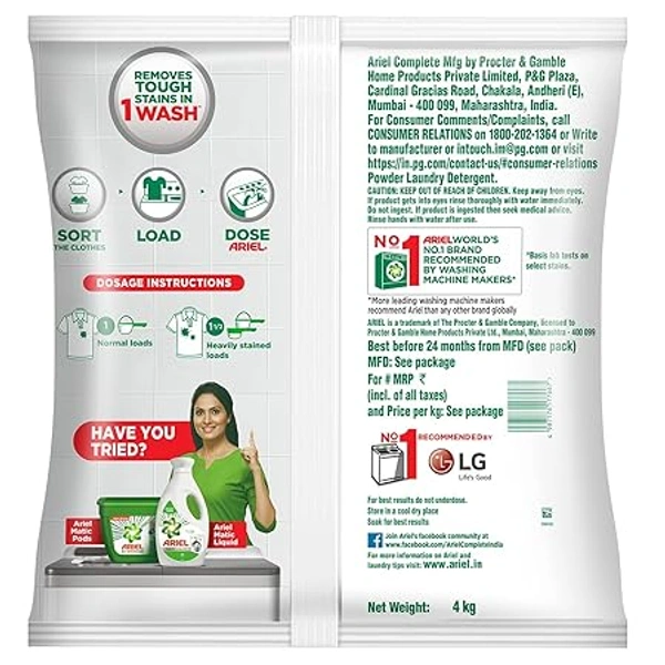 ARIEL COMPLETE+ DETERGENT POWDER - 4KG, NA, NA