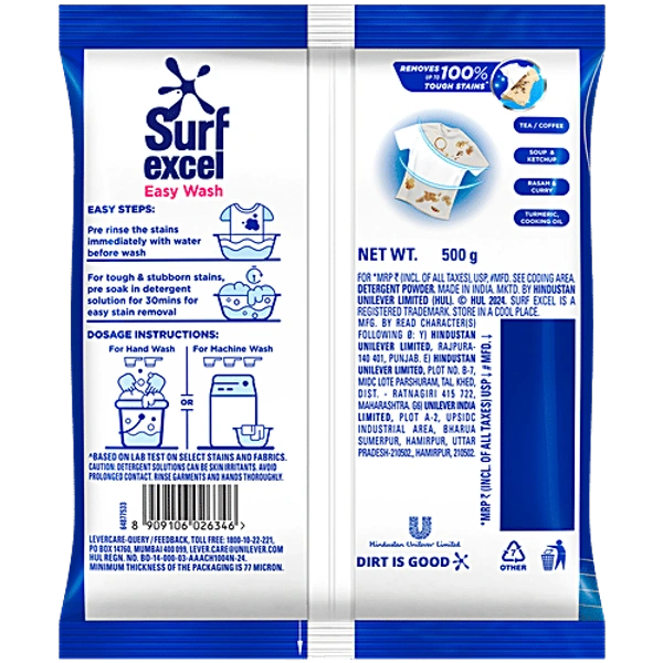 SURF EXCEL DETERGENT POWDER - 500G, NA, NA