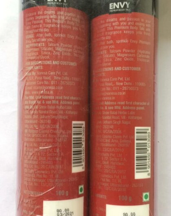 EnvyPremium Body Talc - 100g, NA, NA