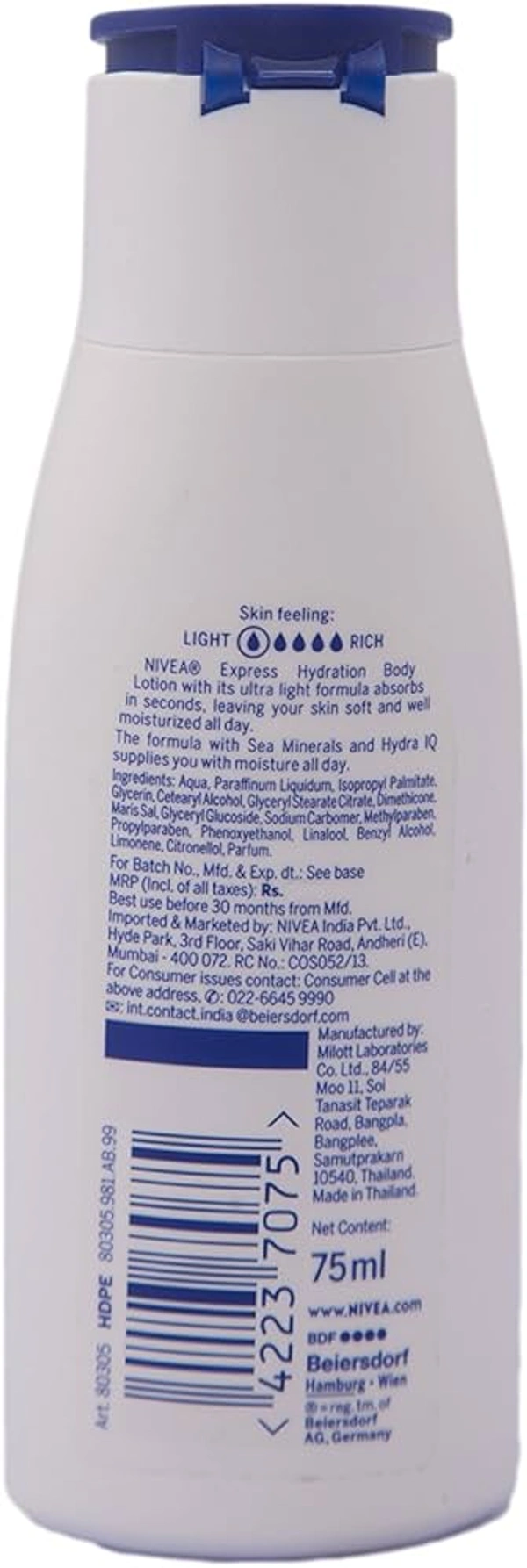NIVEA EXPRESS HYDRATION BODY LOTION - 75ML, NA, NA