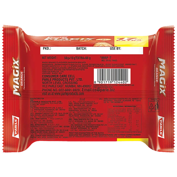 Parle Magix Orange Biscuits - 68g, NA, NA
