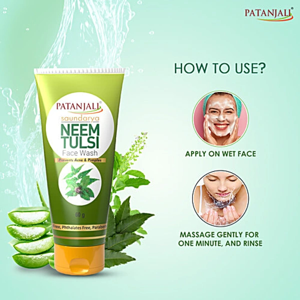 PATANJALI NEEM TULSI FACEWASH - 60G, NA, NA