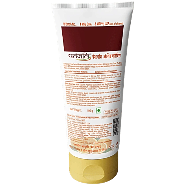 PATANJALI ORANGE ALOEVERA FACEWASH - 100G, NA, NA
