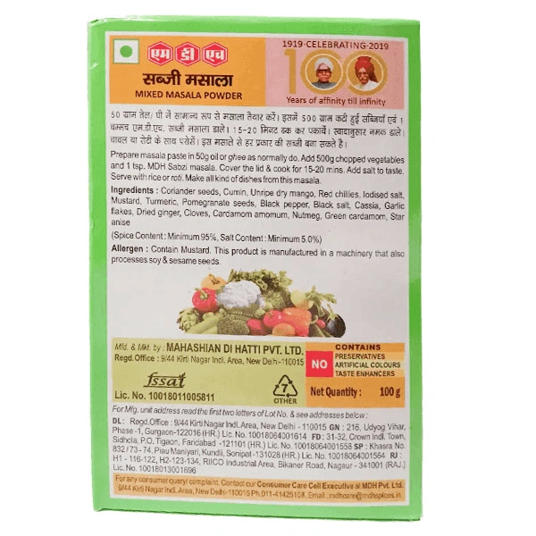 MDH Sabji Masala - 100g, NA, NA