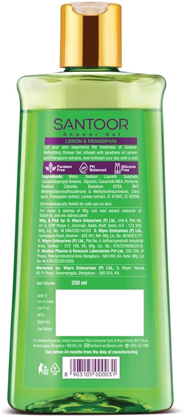 Santoor Shower Gel Refreshing Skin - 250ml, NA, NA