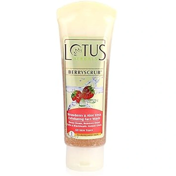 LOTUS STRAWBERRY & ALOEVERA EXFOLIATING FACE WASH - 120G, NA, NA