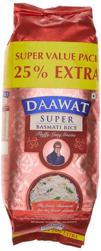 Daawat Super basmati rice - 1kg +100, NA, NA
