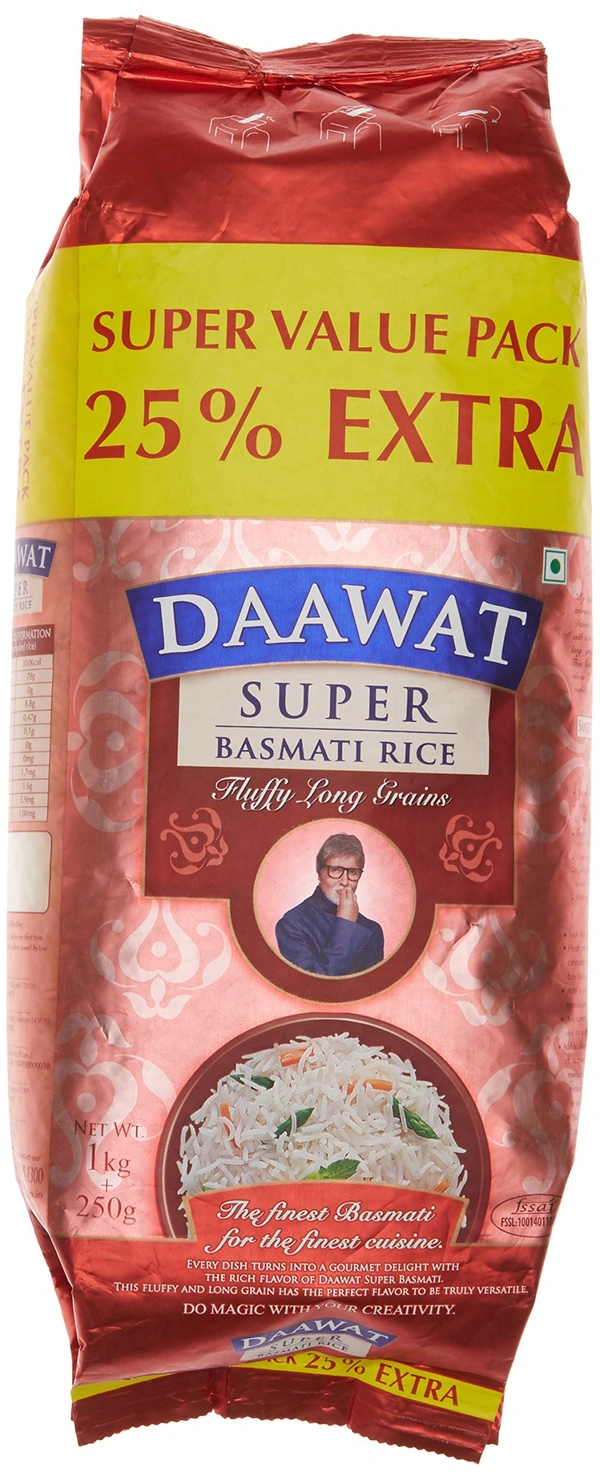 Daawat Super basmati rice - 1kg +100, NA, NA