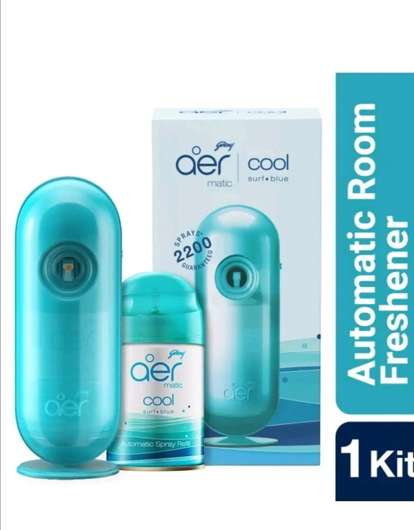Godrej Aer Matic Room Freshener -Cool Surf Blue Automatic Spray Matic Combi (225 ml)