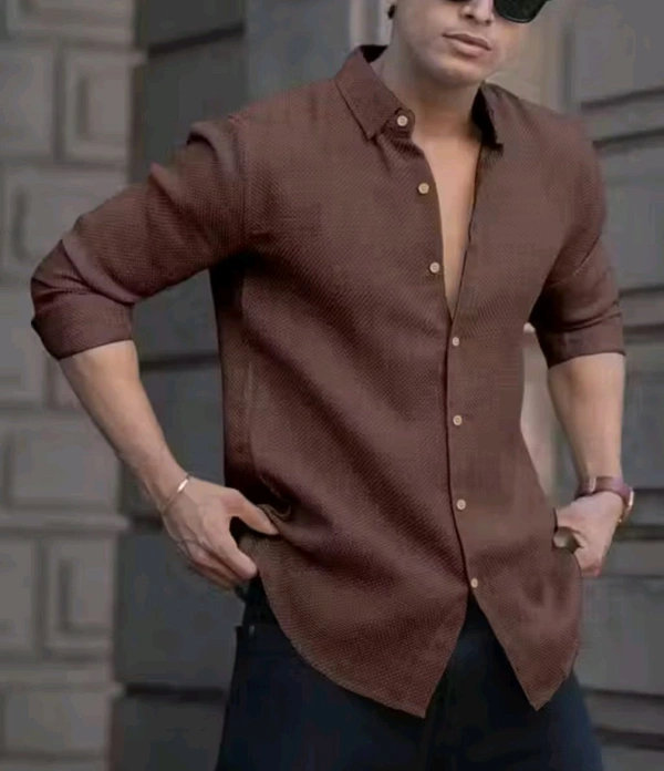 Light Brown Onam Special Shirt - Raw Sienna, S