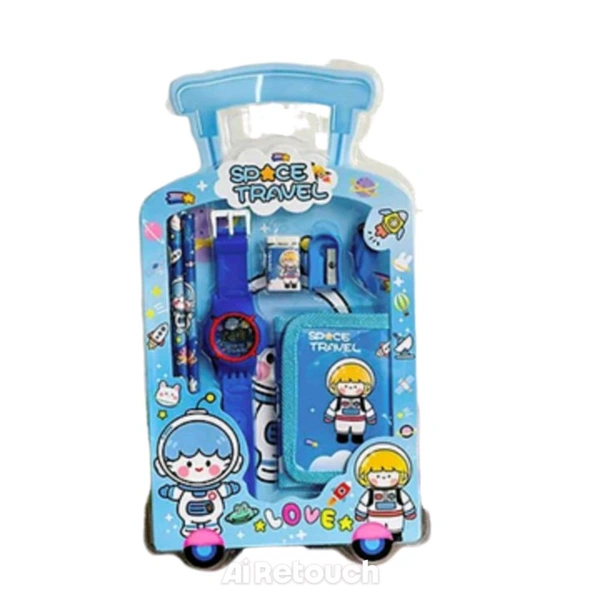 ટ્રોલી બેગ સ્ટેશનરી સેટ - Blue