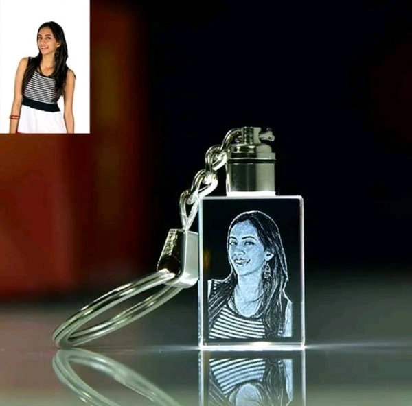 Rectangular Crystal Keychain Multycolor Lighting 