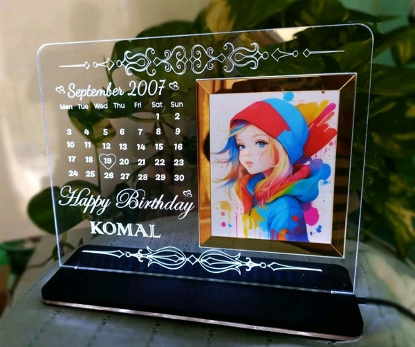 Acrylic Calender Photo Frame With Lighting - Medium 6*8in Single Light