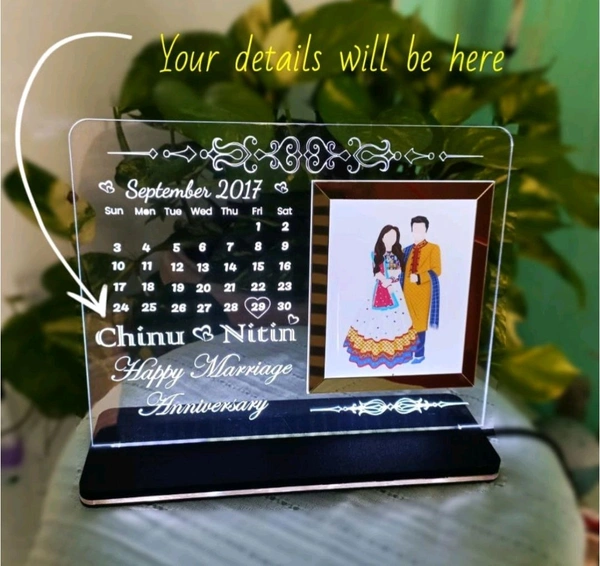 Acrylic Calender Photo Frame With Lighting - Medium 6*8in Single Light