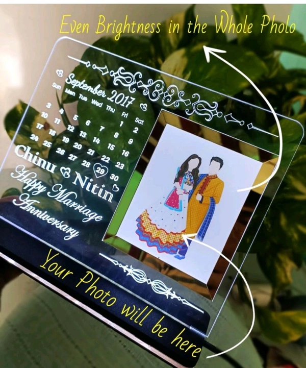 Acrylic Calender Photo Frame With Lighting - Medium 6*8in Single Light