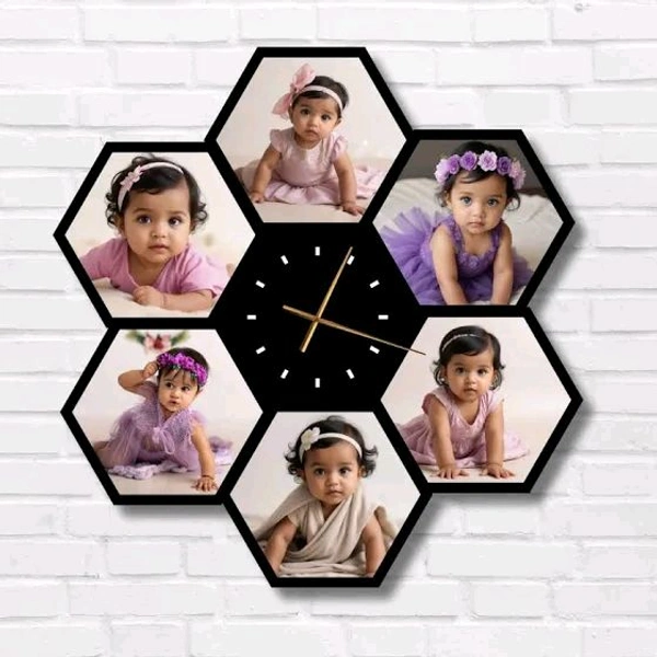 HEXOGON MDF CLOCK - There is no Glass, Required 13 Phots, 16*16