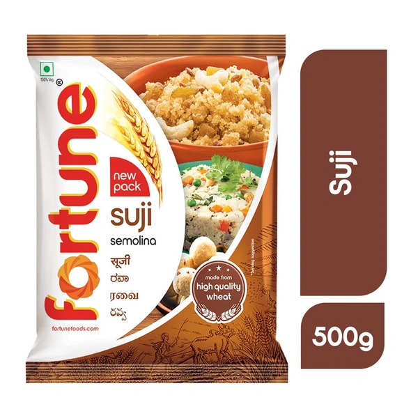 FORTUNE Sooji Pouch,500 Gram - 500g, Fortune