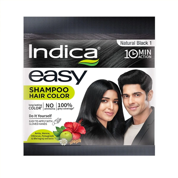 Indica Easy 10 Minutes Hair Color Shampoo Natural Black - Indica