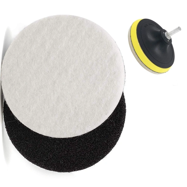 DIY Crafts 1 Kit Pack, 7" inch Kit/Set, Wool Felt Disc Polishing Pads and Backing Pad with Drill Adapter Kit to Grind and Polish Glass Plastic Metal Ma(1 Kit Pack, 7" inch Kit/Set) - 1 Kit Pack, 7" inch Kit / Set