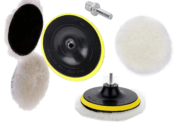 DIY Crafts 1 Kit With 1 Wool Pad Kit, 5" inch, Wool Pad Wool Pad Disc Backing Pad Disc Hoop Loop Polishing Wax Sanding Pad Cleaning Pad Kits M10/1(1 Kit With 1 Wool Pad Kit, 5" inch) - 1 Kit With 1 Wool Pad Kit, 5" inch