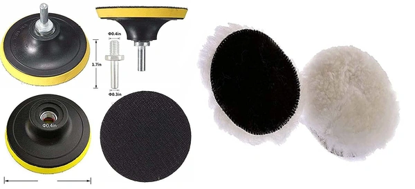 DIY Crafts 1 Kit With 2 Wool Pad Kit, 4" inch, Wool Pad Wool Pad Disc Backing Pad Disc Hoop Loop Polishing Wax Sanding Pad Cleaning Pad Kits M10/1(1 Kit With 2 Wool Pad Kit, 4" inch) - 1 Kit With 2 Wool Pad Kit, 4" inch