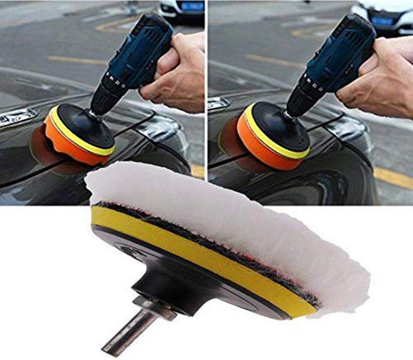 DIY Crafts 1 Set, 4 Pcs Kit, 3'' Car & Motorbike Care High Gross Wax Polishing Buffing Pad Kit Car Polishing Buffer Set with Drill Adapter for M10 Connector Drill Accessories fo (1 Set, 4 Pcs Kit) - 1 Set, 4 Pcs Kit
