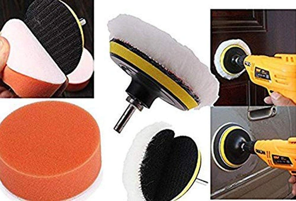 DIY Crafts 1 Set, 4 Pcs Kit, 3'' Car & Motorbike Care High Gross Wax Polishing Buffing Pad Kit Car Polishing Buffer Set with Drill Adapter for M10 Connector Drill Accessories fo (1 Set, 4 Pcs Kit) - 1 Set, 4 Pcs Kit