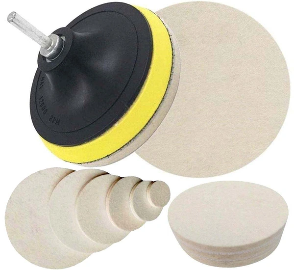 DIY Crafts 1 Set, 7" inch Backing + Felt Pad + Nut, Wax Car Polishing Buffing Pad Wool Pad Kit and Felt Pads w (1 Set, 7" inch Backing + Felt Pad + Nut) - 1 Set, 7" inch Backing + Felt Pad + Nut