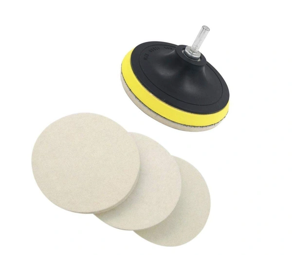 DIY Crafts 1 Set Pack, 3" inch Kit/Set, Wool Felt Disc Polishing Pads and Backing Pad with Drill Adapter Kit to Grind and Polish Glass Plastic Metal Ma(1 Set Pack, 3" inch Kit/Set) - 1 Set Pack, 3" inch Kit / Set