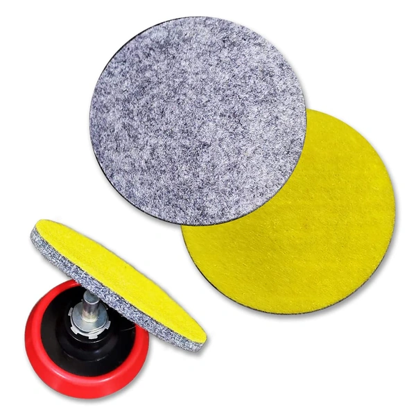 DIY Crafts 1 Set Pack, 6"inch Kits, Polyester Wool Felt Disc Polishing Pads and Backing Pad with Drill Adapter Kit to Grind and Polish Glass Plastic Metal Marble C(1 Set Pack, 6"inch Kits) - 1 Set Pack, 6"inch Kits