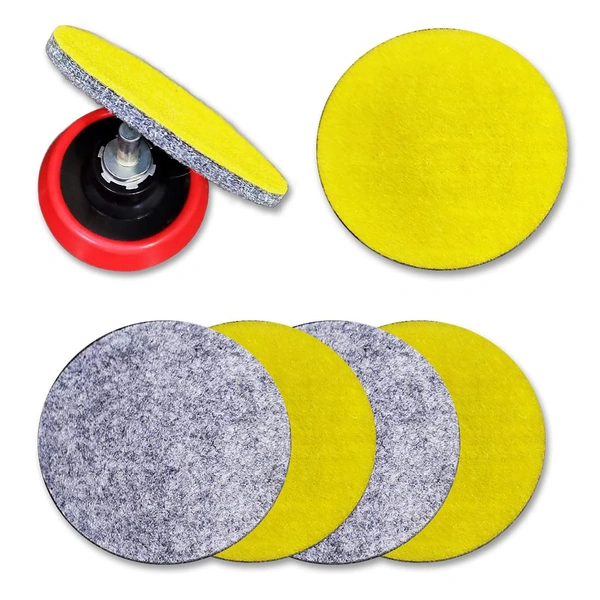 DIY Crafts 1 Set Pack, 6"inch Kits, Polyester Wool Felt Disc Polishing Pads and Backing Pad with Drill Adapter Kit to Grind and Polish Glass Plastic Metal Marble C(1 Set Pack, 6"inch Kits) - 1 Set Pack, 6"inch Kits