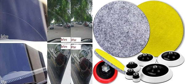 DIY Crafts 1 Set Pack, 6"inch Kits, Polyester Wool Felt Disc Polishing Pads and Backing Pad with Drill Adapter Kit to Grind and Polish Glass Plastic Metal Marble C(1 Set Pack, 6"inch Kits) - 1 Set Pack, 6"inch Kits