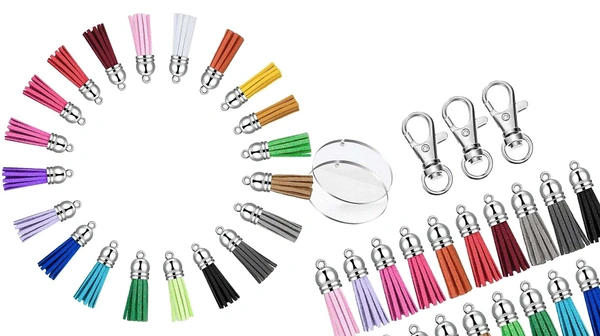 DIY Crafts 1 Tassel 1 Lobster, 1 Key Rings, Tassels for Crafts, Keychain Tassel Set Including Tassels, Lobster Clasp Keychain & Keychain Rings Bulk for Acryl (1 Tassel 1 Lobster, 1 Key Rings) - 1 Key Rings, 1 Tassel 1 Lobster