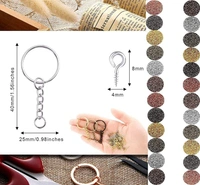 DIY Crafts 10 Pcs, KC Gold, Split Key Ring with Chain Set, Metal Flat Keychain Rings 1 Inch with Open Jump Rings and Screw Eye Pins Bulk, Colors, for Resin Jewelry (10 Pcs, KC Gold) - 10 Pcs, KC Gold
