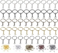 DIY Crafts 10 Pcs, KC Gold, Split Key Ring with Chain Set, Metal Flat Keychain Rings 1 Inch with Open Jump Rings and Screw Eye Pins Bulk, Colors, for Resin Jewelry (10 Pcs, KC Gold) - 10 Pcs, KC Gold