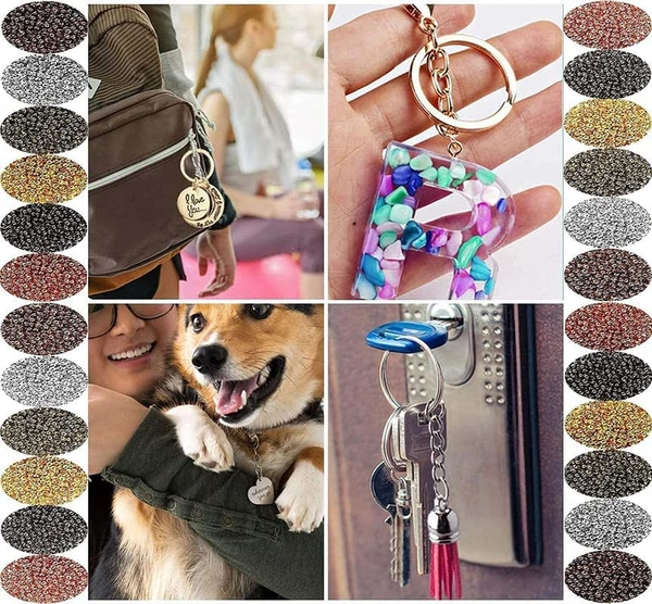DIY Crafts 10 Pcs, KC Gold, Split Key Ring with Chain Set, Metal Flat Keychain Rings 1 Inch with Open Jump Rings and Screw Eye Pins Bulk, Colors, for Resin Jewelry (10 Pcs, KC Gold) - 10 Pcs, KC Gold