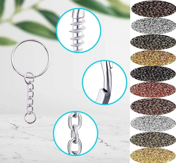 DIY Crafts 10 Pcs, KC Gold, Split Key Ring with Chain Set, Metal Flat Keychain Rings 1 Inch with Open Jump Rings and Screw Eye Pins Bulk, Colors, for Resin Jewelry (10 Pcs, KC Gold) - 10 Pcs, KC Gold