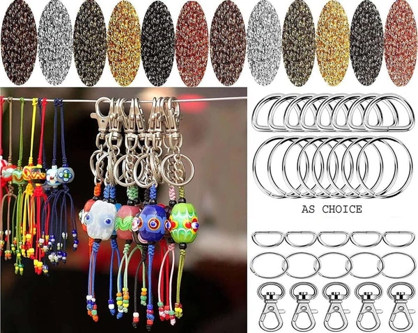 DIY Crafts 10 Pcs, KC Gold, Split Key Ring with Chain Set, Metal Flat Keychain Rings 1 Inch with Open Jump Rings and Screw Eye Pins Bulk, Colors, for Resin Jewelry (10 Pcs, KC Gold) - 10 Pcs, KC Gold