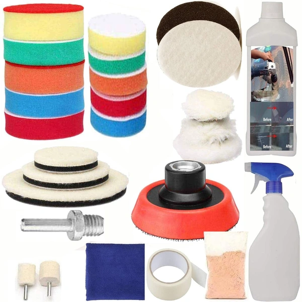 DIY Crafts 100 Grm Cerium Oxide, 3"Kit, Buffing and Polishing Pad Kit with 1" 2" 3" Kit with 5/8"-11 Thread Backing pad & Adapters for Car Sanding, Pol(100 Grm Cerium Oxide, 3"Kit) - 100 Grm Cerium Oxide, 3"Kit
